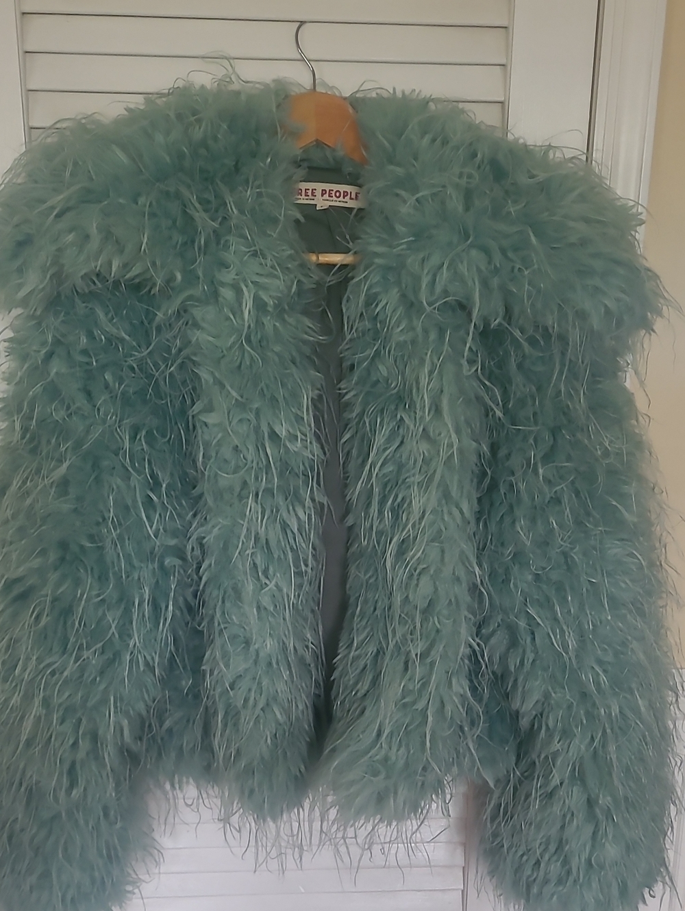 Free People Moonlight Faux Fur Coat In Granite Green ..oversized ...very Soft